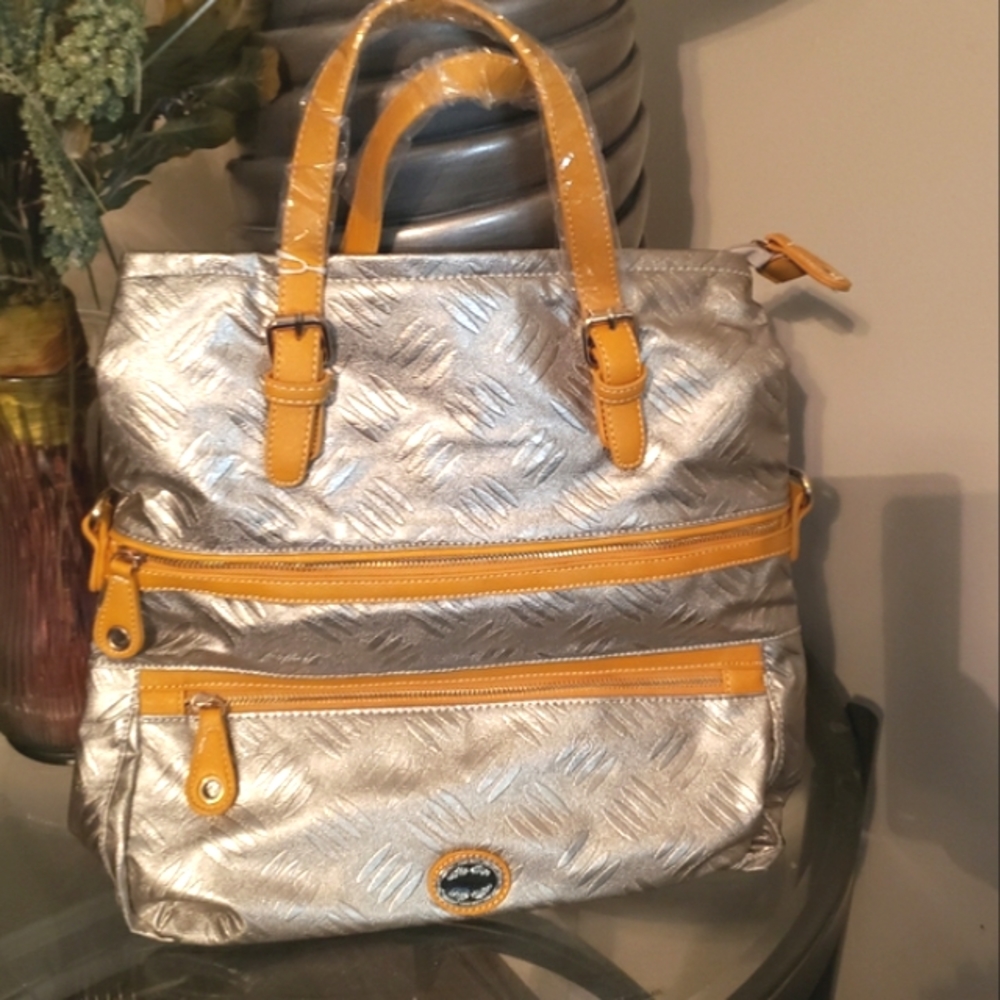 Bella Tote large Capacity Bag Silver & muster yellow - Picture 8 of 8